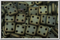 4-Loch-QuadraTiles, CzechMates, 6x6mm, brown, met., matte, iris., 50 Stk.