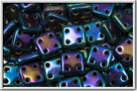 4-Loch-QuadraTiles, CzechMates, 6x6mm, blue, met., iris., 50 Stk.