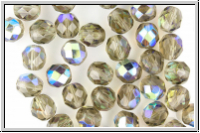 B�hm. Glasschliffperle, feuerpol., 8mm, black diamond, trans., AB, 10 Stk.