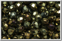 B�hm. Glasschliffperle, feuerpol., 4mm, brown, met., iris., 50 Stk.