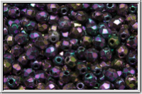 B�hm. Glasschliffperle, feuerpol., 3mm, purple, met., iris., 50 Stk.