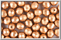 B�hm. Glasschliffperle, feuerpol., 8mm, copper, metallic, satin, 10 Stk.