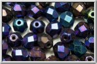 B�hm. Glasschliffperle, feuerpol., 6mm, blue, met., iris., 25 Stk.