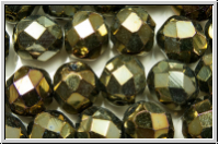 B�hm. Glasschliffperle, feuerpol., 8mm, brown, met., iris., 10 Stk.