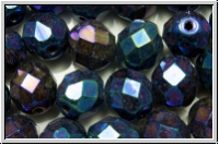 B�hm. Glasschliffperle, feuerpol., 8mm, blue, met., iris., 10 Stk.