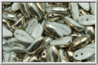 Chili-Beads, 2-Loch, 11x4mm, white, alabaster, half argentic, 25 Stk.