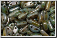 Half Moon Beads, 8x4mm, white, alabster, blue/brown marbled, 25 Stk.