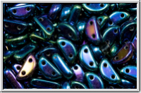 Half Moon Beads, 8x4mm, blue, met., iris., 25 Stk.