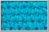 2-Loch-Honeycomb-Beads, 6mm, aqua, med., trans., 30 Stk.