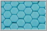 2-Loch-Honeycomb-Beads, 6mm, aqua, op., 30 Stk.