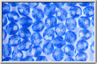 B�hm. Glasschliffperle, feuerpol., 8mm, sapphire, trans., 10 Stk.