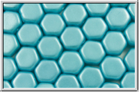 2-Loch-Honeycomb-Beads, 6mm, white, alabaster, aqua pastel, 30 Stk.