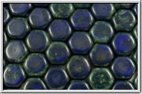 2-Loch-Honeycomb-Beads, 6mm, blue, op., dk. picasso, 30 Stk.