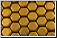 2-Loch-Honeycomb-Beads, 6mm, gold, brass, met., satin, 30 Stk.