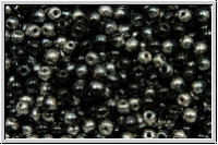 b�hm. Glasperle, rund, 3mm, black, op., half chrome, 50 Stk.