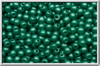 b�hm. Glasperle, rund, 3mm, crystal, trans., soft pastel dk. green, 50 Stk.