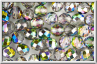 B�hm. Glasschliffperle, feuerpol., 8mm, crystal, trans., vitrail medium, 10 Stk.