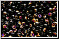 b�hm. Glasperle, rund, 3mm, black, op., half sliperit, 50 Stk.