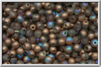 b�hm. Glasperle, rund, 3mm, crystal, trans., copper AB, matte, 50 Stk.