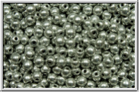 b�hm. Glasperle, rund, 3mm, crystal, trans., full silver, 50 Stk.