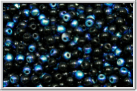 b�hm. Glasperle, rund, 3mm, black, op., AB, 50 Stk.