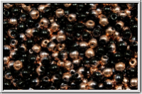 b�hm. Glasperle, rund, 3mm, black, op., half capri gold, 50 Stk.