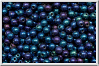 b�hm. Glasperle, rund, 3mm, blue, met., iris., 50 Stk.