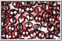 B�hm. Glasschliffperle, feuerpol., 8mm, wine, trans., 10 Stk.