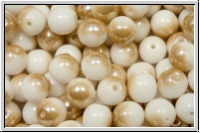 b�hm. Glasperle, rund, 6mm, white, alabaster, half honey luster, 25 Stk.