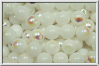 b�hm. Glasperle, rund, 6mm, white, alabaster, AB, 25 Stk.
