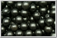 b�hm. Glasperle, rund, 6mm, white, alabaster, black pearl, matte, 25 Stk.