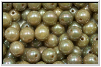 b�hm. Glasperle, rund, 6mm, ivory, op., nebula, 25 Stk.