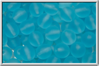 b�hm. Glasperle, rund, 6mm, aqua, med., trans., matte, 25 Stk.