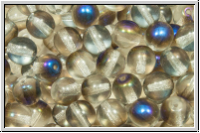 b�hm. Glasperle, rund, 6mm, crystal, trans., half azuro, 25 Stk.