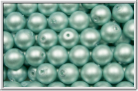 b�hm. Glasperle, rund, 6mm, white, alabaster, lt. blue pearl, matte, 25 Stk.