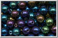 b�hm. Glasperle, rund, 6mm, black, op., irisierend, AB, 25 Stk.