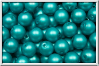 b�hm. Glasperle, rund, 6mm, white, alabaster, turquoise pearl, matte, 25 Stk.