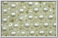b�hm. Glasperle, rund, 6mm, white, alabaster, white pearl, matte, 25 Stk.