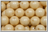 b�hm. Glasperle, rund, 8mm, white, alabaster, champagne luster, 10 Stk.