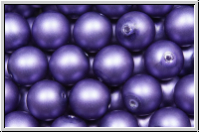 b�hm. Glasperle, rund, 8mm, white, alabaster, dk. lavender pearl, matte, 10 Stk.