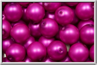 b�hm. Glasperle, rund, 8mm, white, alabaster, hot pink pearl, matte, 10 Stk.