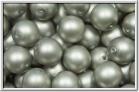 b�hm. Glasperle, rund, 8mm, white, alabaster, platinum pearl, matte, 10 Stk.