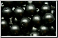 b�hm. Glasperle, rund, 8mm, white, alabaster, black pearl, matte, 10 Stk.