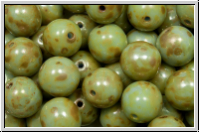 b�hm. Glasperle, rund, 8mm, sapphire, pale, op., silver picasso, 10 Stk.