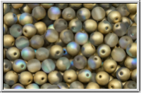 b�hm. Glasperle, rund, 4mm, crystal, trans., golden, AB, matte, 50 Stk.