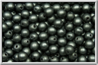 b�hm. Glasperle, rund, 4mm, white, alabaster, dk. grey pearl, matte, 50 Stk.