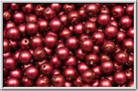 b�hm. Glasperle, rund, 4mm, white, alabaster, bordeaux pearl, matte, 50 Stk.