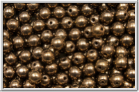 b�hm. Glasperle, rund, 4mm, bronze, dk., met., 50 Stk.