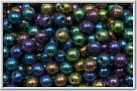 b�hm. Glasperle, rund, 4mm, black, op., iris., AB, 50 Stk.