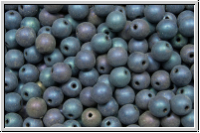 b�hm. Glasperle, rund, 4mm, blue, met., iris., matte, 50 Stk.